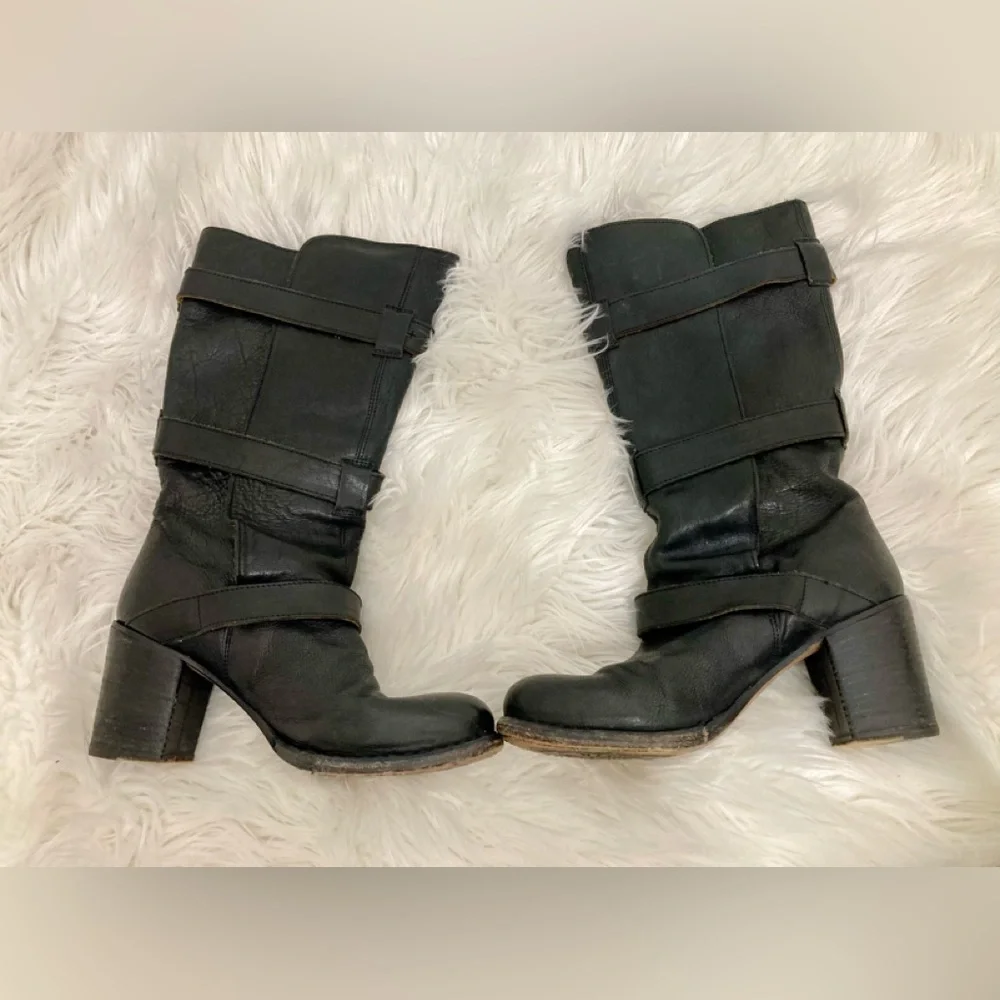 Fiorentini + Baker Tall Black Leather Eternity Heel Buckle Boot Black 38… - Picture 5 of 14